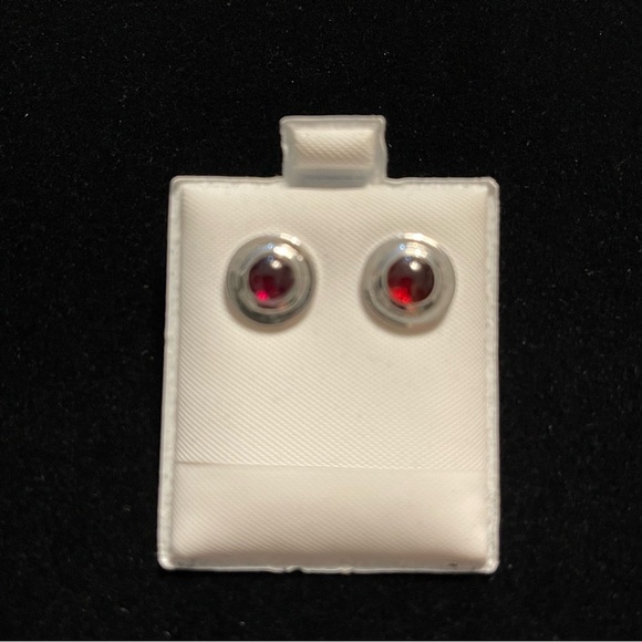 Sterling silver 925 Cabachon Garnet earrings - Picture 4 of 10